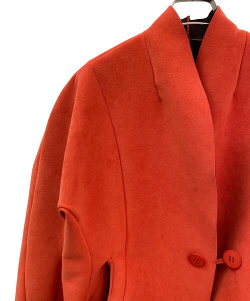 ISSEY MIYAKE（イッセイミヤケ）ISSEY MIYAKE (イッセイミヤケ) スウェード調カーブ切替リバーシブルショートコート ブラウン×レッド サイズ:2の古着・服飾アイテム