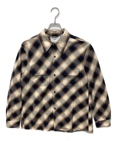 SUGARHILL（シュガーヒル）SUGARHILL (シュガーヒル) 長袖オープンカラーシャツ ブラウン×ネイビー サイズ:２の古着・服飾アイテム