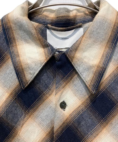 SUGARHILL（シュガーヒル）SUGARHILL (シュガーヒル) 長袖オープンカラーシャツ ブラウン×ネイビー サイズ:２の古着・服飾アイテム