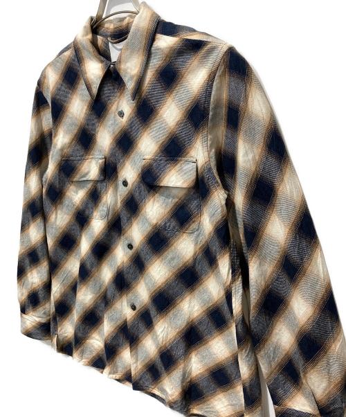 SUGARHILL（シュガーヒル）SUGARHILL (シュガーヒル) 長袖オープンカラーシャツ ブラウン×ネイビー サイズ:２の古着・服飾アイテム