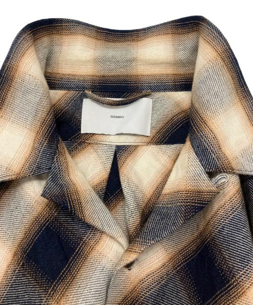 SUGARHILL（シュガーヒル）SUGARHILL (シュガーヒル) 長袖オープンカラーシャツ ブラウン×ネイビー サイズ:２の古着・服飾アイテム
