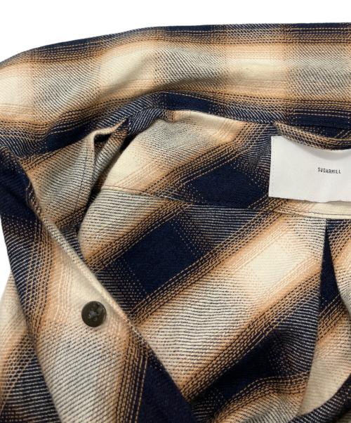 SUGARHILL（シュガーヒル）SUGARHILL (シュガーヒル) 長袖オープンカラーシャツ ブラウン×ネイビー サイズ:２の古着・服飾アイテム