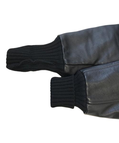 TM ATHLETICS 44（ティーエムアスレチックス４４）TM ATHLETICS 44 (ティーエムアスレチックス４４) 袖レザースタジャン ブラック サイズ:38の古着・服飾アイテム