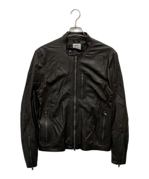 EMMETI（エンメティ）EMMETI (エンメティ) レザーライダースジャケット ブラック サイズ:SIZE50の古着・服飾アイテム