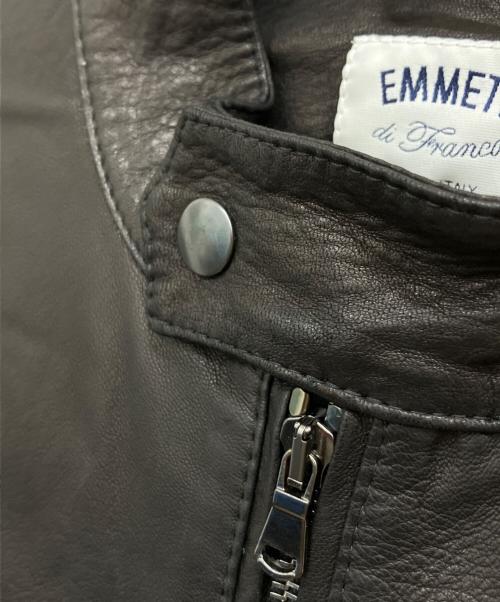 EMMETI（エンメティ）EMMETI (エンメティ) レザーライダースジャケット ブラック サイズ:SIZE50の古着・服飾アイテム