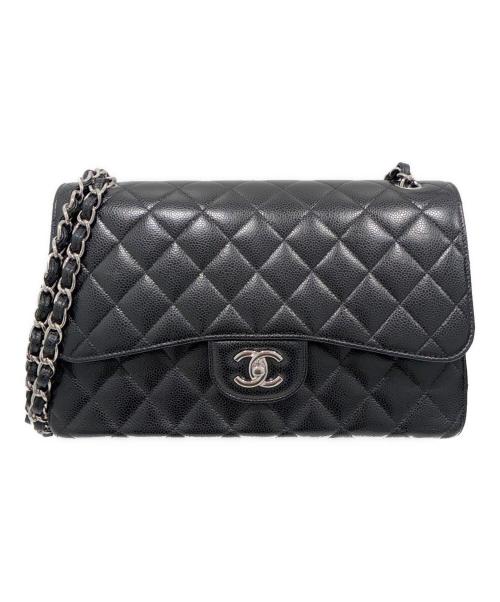 CHANEL（シャネル）CHANEL (シャネル) マトラッセ30 クラシック ラージ Wフラップ ショルダーバッグ/Classic Large Double Flap Shoulder Bag Matelassé 30 ブラック/シルバー金具 サイズ:30の古着・服飾アイテム