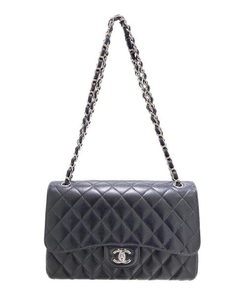 CHANEL（シャネル）CHANEL (シャネル) マトラッセ30 クラシック ラージ Wフラップ ショルダーバッグ/Classic Large Double Flap Shoulder Bag Matelassé 30 ブラック/シルバー金具 サイズ:30の古着・服飾アイテム