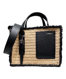 Valextra（ヴァレクストラ）の古着「バケットバッグ マイクロ ラフィア」｜ナチュラル×ブラック