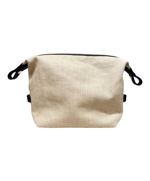 Valextra（ヴァレクストラ）Valextra (ヴァレクストラ) バケットバッグ マイクロ ラフィア ナチュラル×ブラックの古着・服飾アイテム