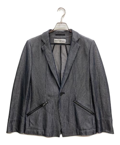 ISSEY MIYAKE（イッセイミヤケ）ISSEY MIYAKE (イッセイミヤケ) ストライプテーラードジャケット ネイビー サイズ:3の古着・服飾アイテム