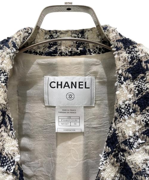 CHANEL（シャネル）CHANEL (シャネル) COCO ツイードジャケット ネイビー×ホワイト サイズ:38の古着・服飾アイテム