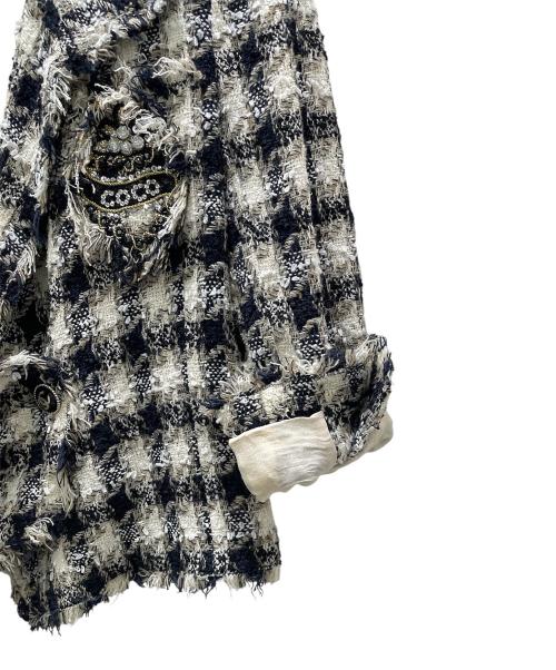 CHANEL（シャネル）CHANEL (シャネル) COCO ツイードジャケット ネイビー×ホワイト サイズ:38の古着・服飾アイテム