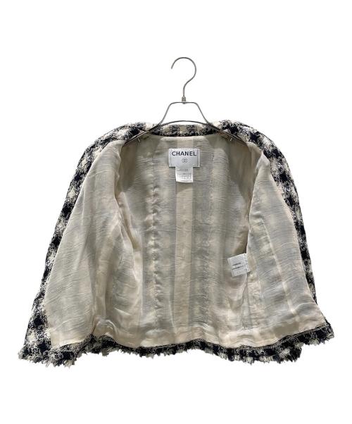 CHANEL（シャネル）CHANEL (シャネル) COCO ツイードジャケット ネイビー×ホワイト サイズ:38の古着・服飾アイテム