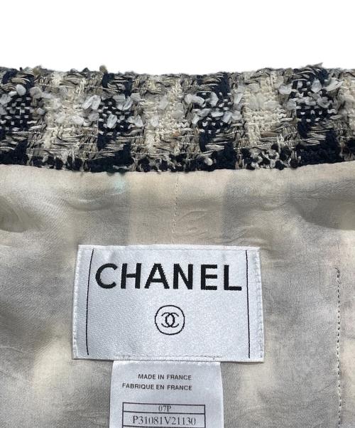 CHANEL（シャネル）CHANEL (シャネル) COCO ツイードジャケット ネイビー×ホワイト サイズ:38の古着・服飾アイテム