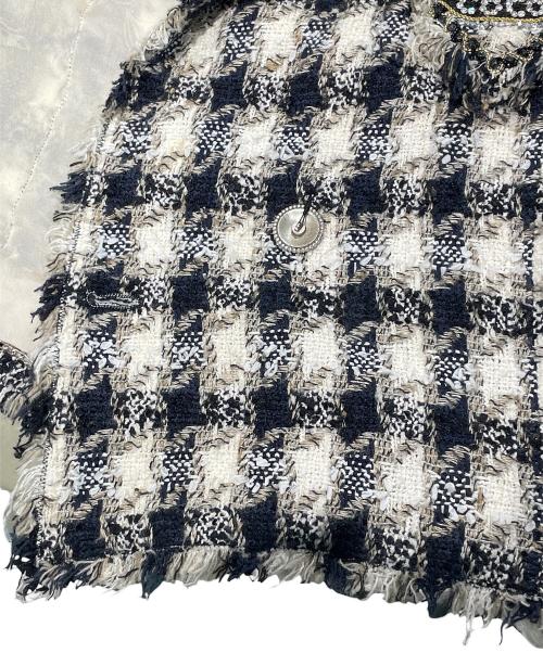 CHANEL（シャネル）CHANEL (シャネル) COCO ツイードジャケット ネイビー×ホワイト サイズ:38の古着・服飾アイテム