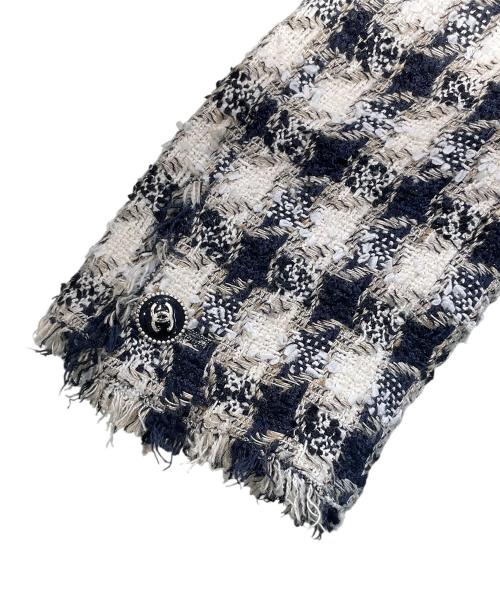 CHANEL（シャネル）CHANEL (シャネル) COCO ツイードジャケット ネイビー×ホワイト サイズ:38の古着・服飾アイテム