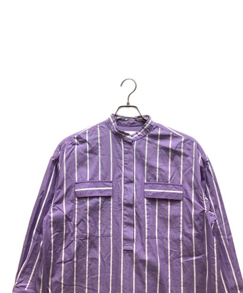 ticca（ティッカ）ticca (ティッカ) スタンドカラーストライプシャツワンピース パープル サイズ:Fの古着・服飾アイテム