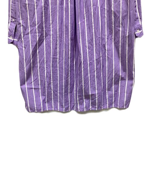 ticca（ティッカ）ticca (ティッカ) スタンドカラーストライプシャツワンピース パープル サイズ:Fの古着・服飾アイテム