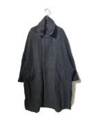 LIMI feuリミフゥ）の古着「SHEEPP PILE LONG JACKET/ロングコート WITH DOUBULE FRONT BOTTUN」｜グレー
