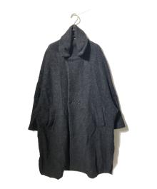 LIMI feu（リミフゥ）の古着「SHEEPP PILE LONG JACKET/ロングコート WITH DOUBULE FRONT BOTTUN」｜グレー