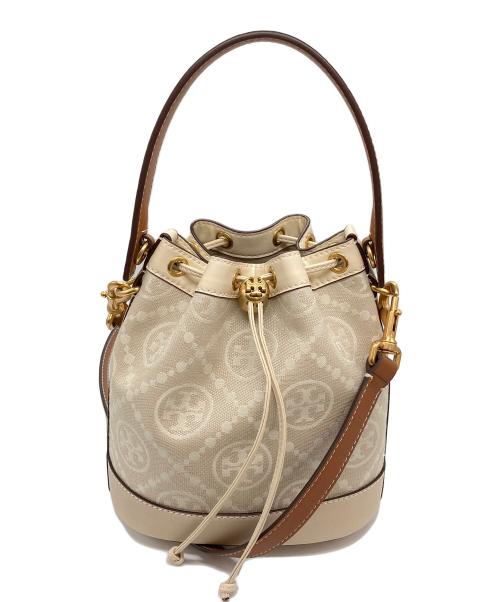 TORY BURCH（トリーバーチ）TORY BURCH (トリーバーチ) T MONOGRAM JACQUARD BUCKET BAG ベージュの古着・服飾アイテム