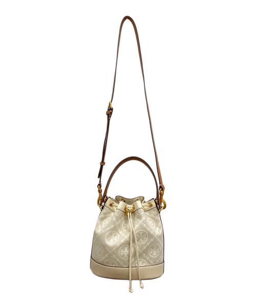 TORY BURCH（トリーバーチ）TORY BURCH (トリーバーチ) T MONOGRAM JACQUARD BUCKET BAG ベージュの古着・服飾アイテム