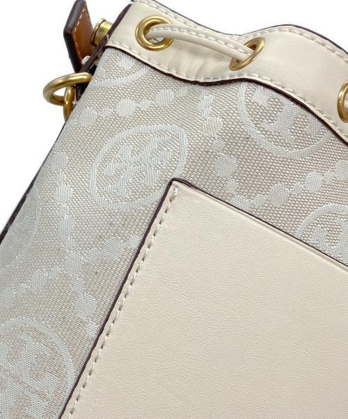 TORY BURCH（トリーバーチ）TORY BURCH (トリーバーチ) T MONOGRAM JACQUARD BUCKET BAG ベージュの古着・服飾アイテム