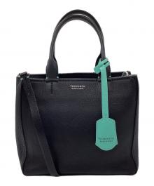 TIFFANY & Co.（ティファニー）の古着「2WAYハンドバッグ」｜ブラック/ティファニーブルー