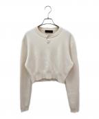 CABANキャバン）の古着「コットンカシミヤヘンリーネッククロップドプルーバー」｜ライトベージュ