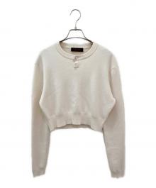 CABAN（キャバン）の古着「コットンカシミヤヘンリーネッククロップドプルーバー」｜ライトベージュ