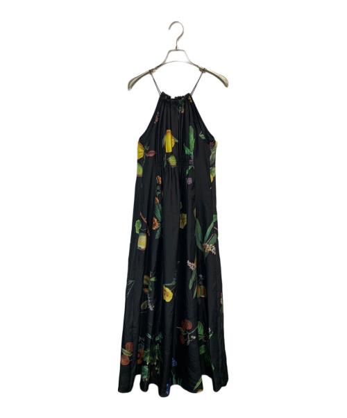 CABAN（キャバン）CABAN (キャバン) シルクGreen Showerプリントキャミソールワンピース ブラック サイズ:Fの古着・服飾アイテム