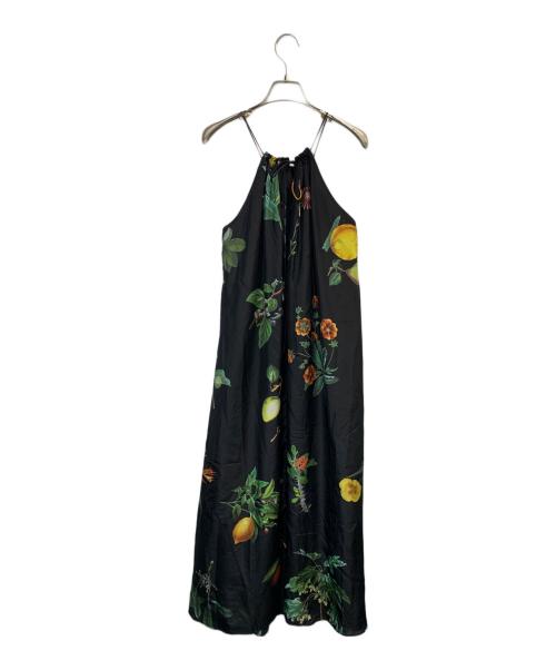 CABAN（キャバン）CABAN (キャバン) シルクGreen Showerプリントキャミソールワンピース ブラック サイズ:Fの古着・服飾アイテム