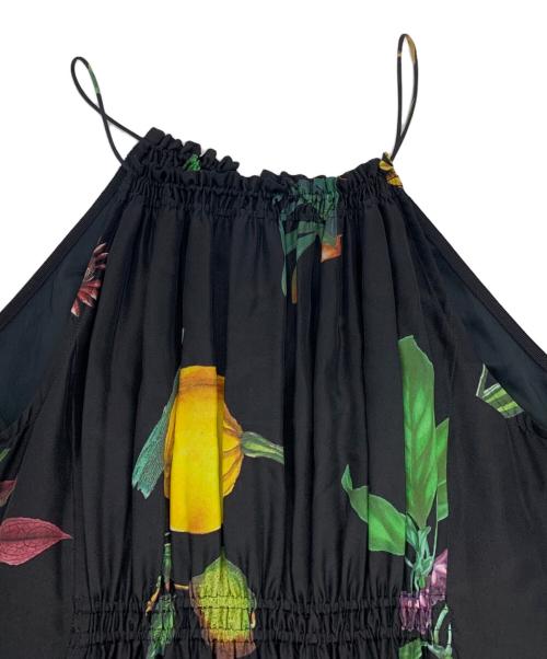CABAN（キャバン）CABAN (キャバン) シルクGreen Showerプリントキャミソールワンピース ブラック サイズ:Fの古着・服飾アイテム