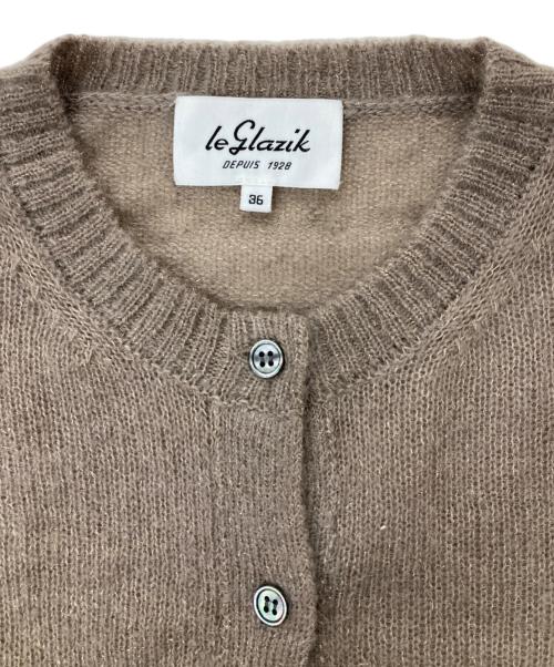 LE GLAZIK（ル グラジック）LE GLAZIK (ル グラジック) モヘアグリッタークルーネックカーディガン ブラウン サイズ:36の古着・服飾アイテム