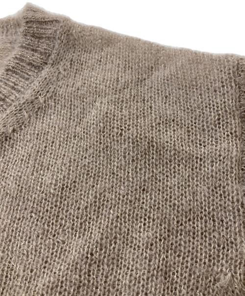 LE GLAZIK（ル グラジック）LE GLAZIK (ル グラジック) モヘアグリッタークルーネックカーディガン ブラウン サイズ:36の古着・服飾アイテム