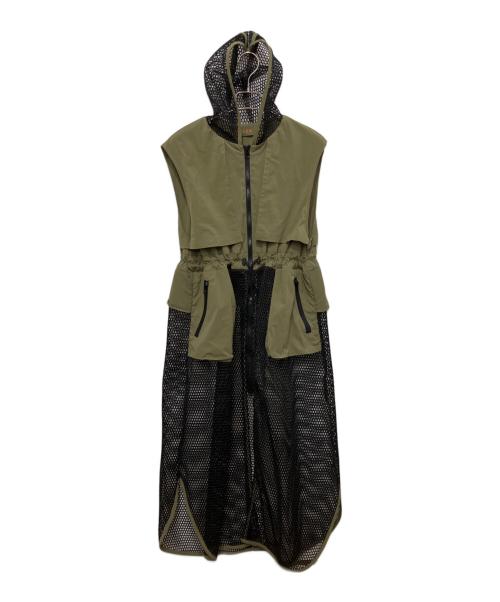 Risley（リズレー）Risley (リズレー) メッシュ切替ロングジレ カーキ サイズ:FREEの古着・服飾アイテム