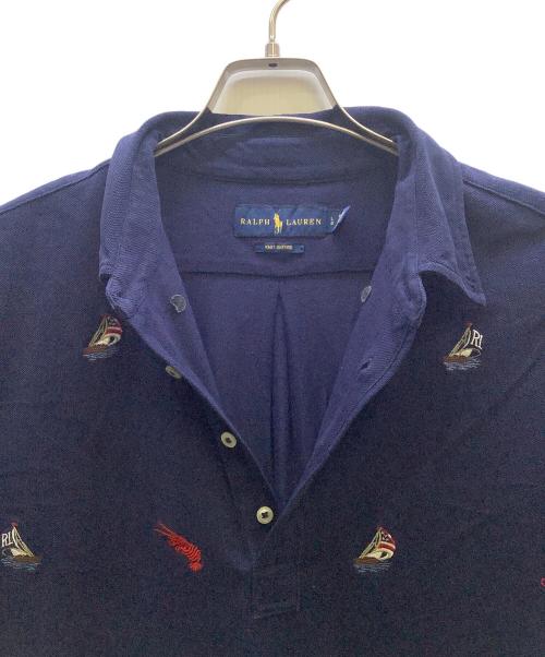 RALPH LAUREN（ラルフローレン）RALPH LAUREN (ラルフローレン) ヨット柄ポロシャツ ネイビー サイズ:Lの古着・服飾アイテム