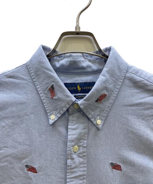 RALPH LAUREN（ラルフローレン）RALPH LAUREN (ラルフローレン) 刺繍半袖シャツ サックスブルー サイズ:XXLの古着・服飾アイテム