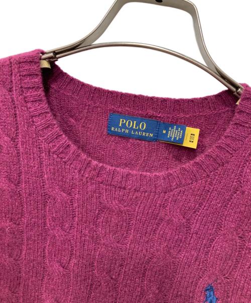 POLO RALPH LAUREN（ポロ・ラルフローレン）POLO RALPH LAUREN (ポロ・ラルフローレン) カシミヤ混ケーブルニット パープル サイズ:Mの古着・服飾アイテム