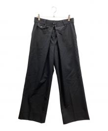 JOHN LAWRENCE SULLIVAN（ジョン ローレンス サリバン）の古着「WOOL GABARDINE FOLDED WIDE TROUSERS」｜ブラック