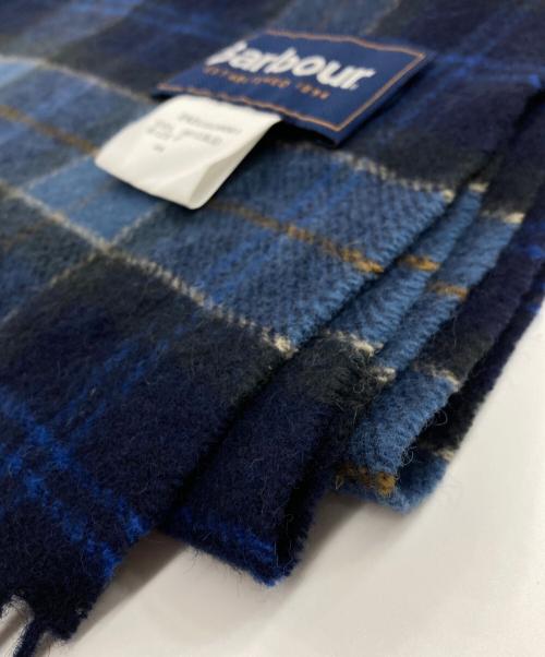Barbour（バブアー）Barbour (バブアー) ラムウールタータンチェックスカーフ ネイビーの古着・服飾アイテム