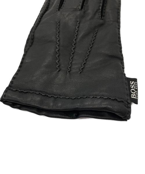 BOSS HUGO BOSS（ボス ヒューゴボス）BOSS HUGO BOSS (ボス ヒューゴボス) レザーグローブ ブラックの古着・服飾アイテム