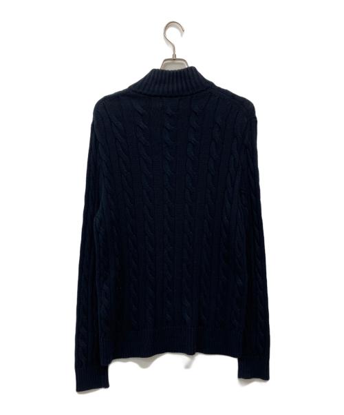 POLO RALPH LAUREN（ポロ・ラルフローレン）POLO RALPH LAUREN (ポロ・ラルフローレン) ケーブルニット コットン クォータージップ セーター ネイビー サイズ:Mの古着・服飾アイテム