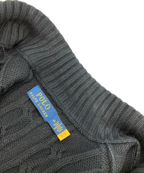 POLO RALPH LAUREN（ポロ・ラルフローレン）POLO RALPH LAUREN (ポロ・ラルフローレン) ケーブルニット コットン クォータージップ セーター ネイビー サイズ:Mの古着・服飾アイテム