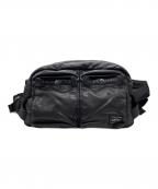 PORTERポーター）の古着「TANKER LEATHER ウエストバッグ」｜ブラック
