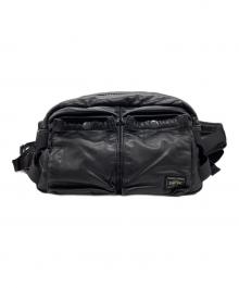PORTER（ポーター）の古着「TANKER LEATHER ウエストバッグ」｜ブラック