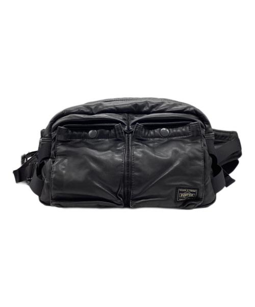 PORTER（ポーター）PORTER (ポーター) TANKER LEATHER ウエストバッグ ブラックの古着・服飾アイテム