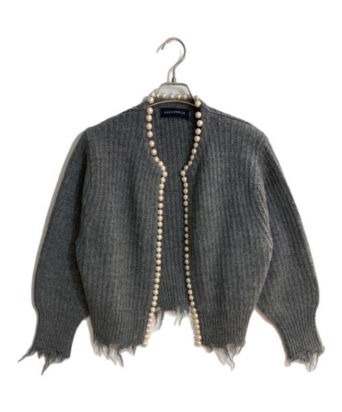 MADISON BLUE（マディソンブルー）MADISON BLUE (マディソンブルー)  pearl-knit cardigan/パールニットカーディガン グレー サイズ:01(S)の古着・服飾アイテム