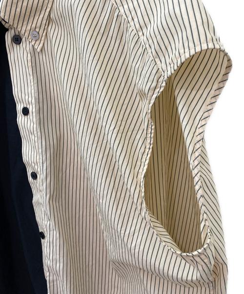 MM6 Maison Margiela（エムエムシックスメゾンマルジェラ）MM6 Maison Margiela (エムエムシックスメゾンマルジェラ) ハーフストライプノースリーブシャツ ベージュ×ブラック サイズ:40の古着・服飾アイテム
