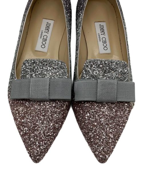 JIMMY CHOO（ジミーチュウ）JIMMY CHOO (ジミーチュウ) グリッターパンプス ピンク×シルバー サイズ:38の古着・服飾アイテム